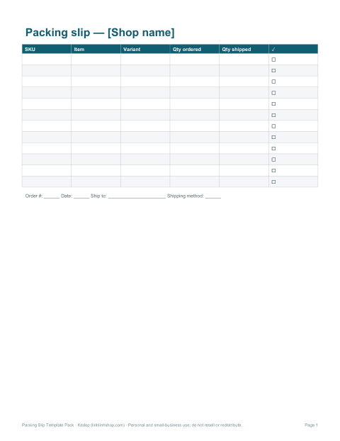 Preview of the first page of Standard slip (DOCX/PDF)