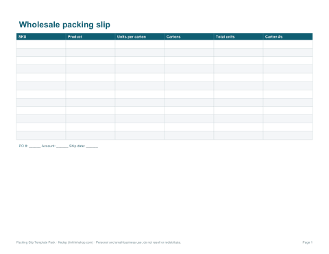 Preview of the first page of Wholesale slip (DOCX/PDF)